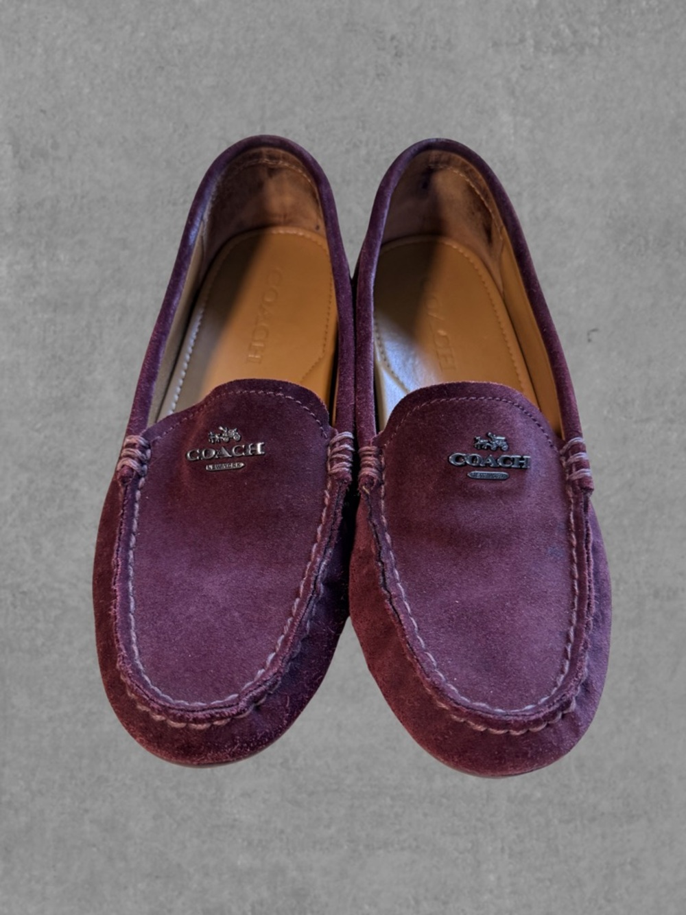 COACH Women’s Amber Burgundy Suede Loafers (Size 6.5)